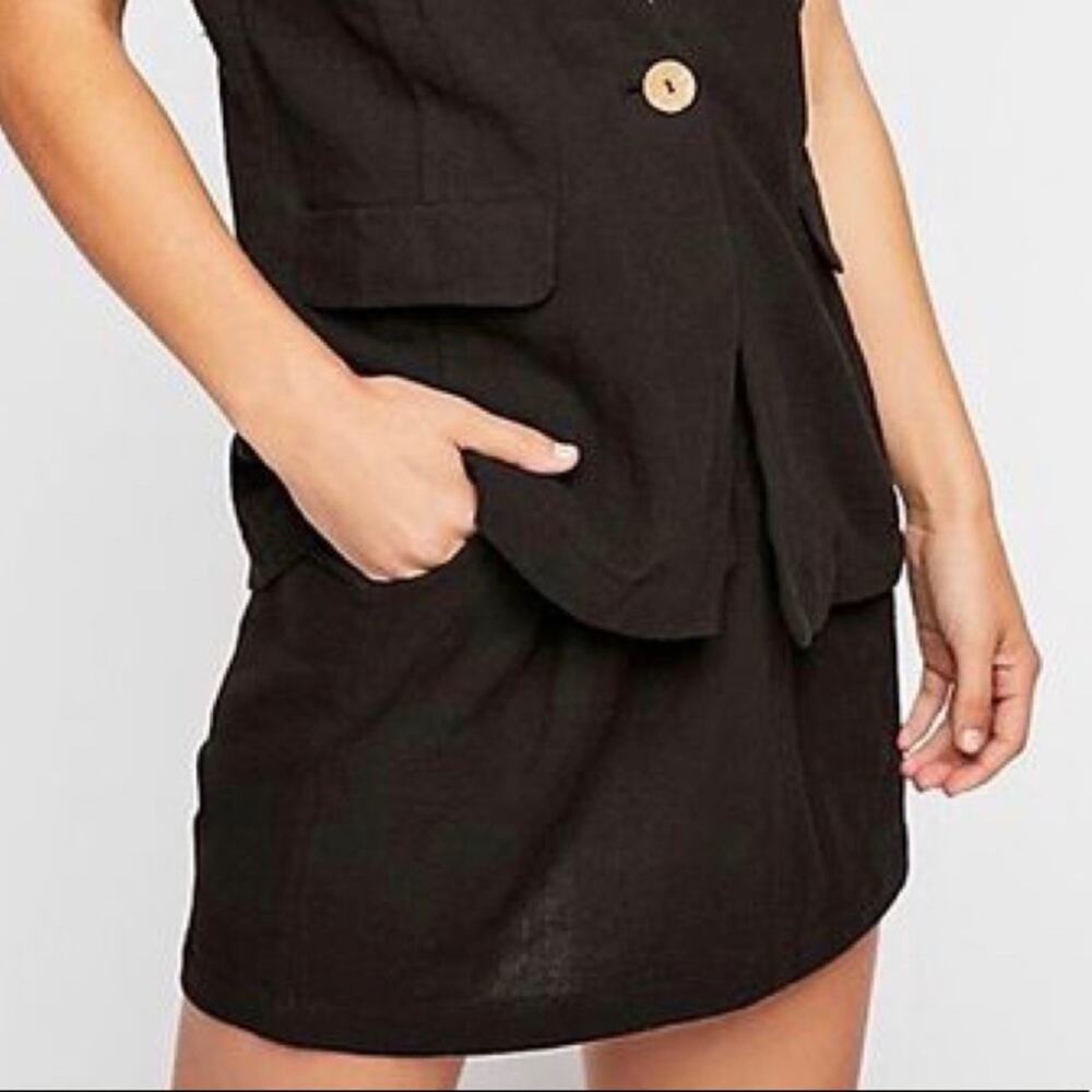 FREE PEOPLE Women's Black Pleated Front Pocket Mini Skirt